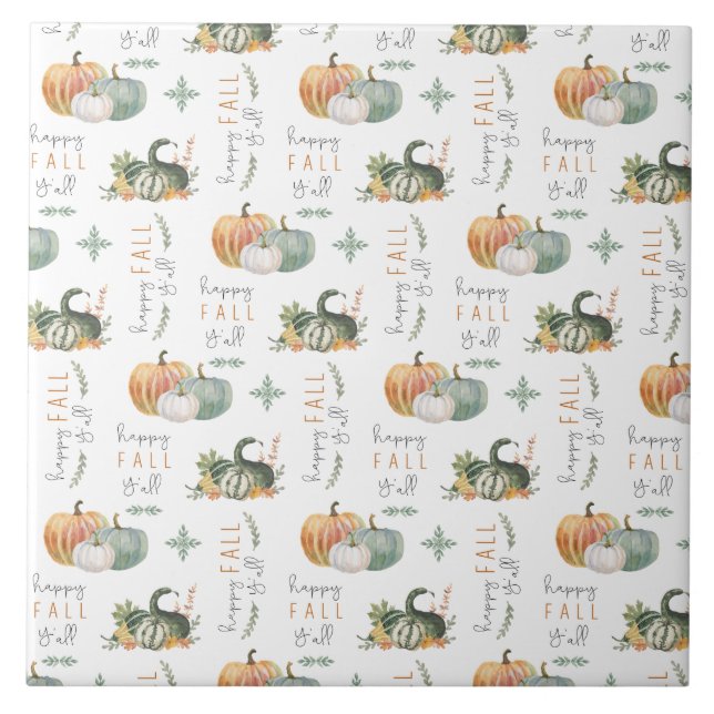 WATERCOLOR PUMPKINS AND GOURDS TILE (Front)