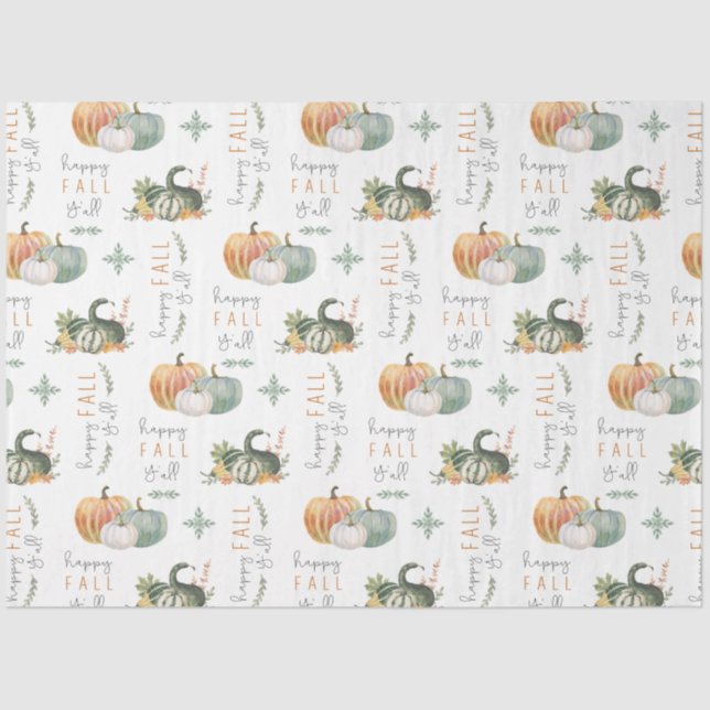 WATERCOLOR PUMPKINS AND GOURDS TISSUE PAPER (Front)