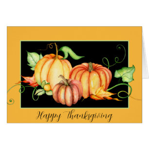 Watercolor pumpkins and leaves