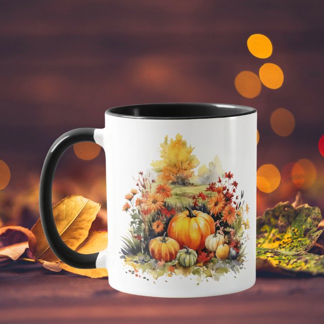 Watercolor Pumpkins Autumn Florals Mug (Creator Uploaded)