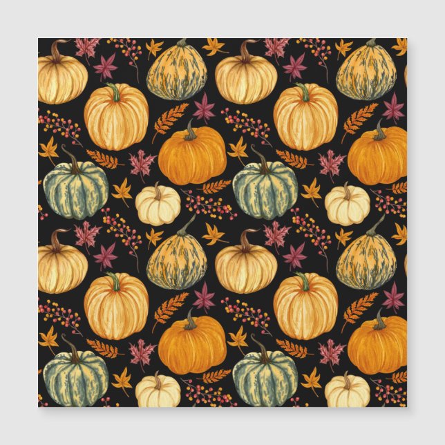 Watercolor Pumpkins: Autumn Seamless Pattern. (Front)