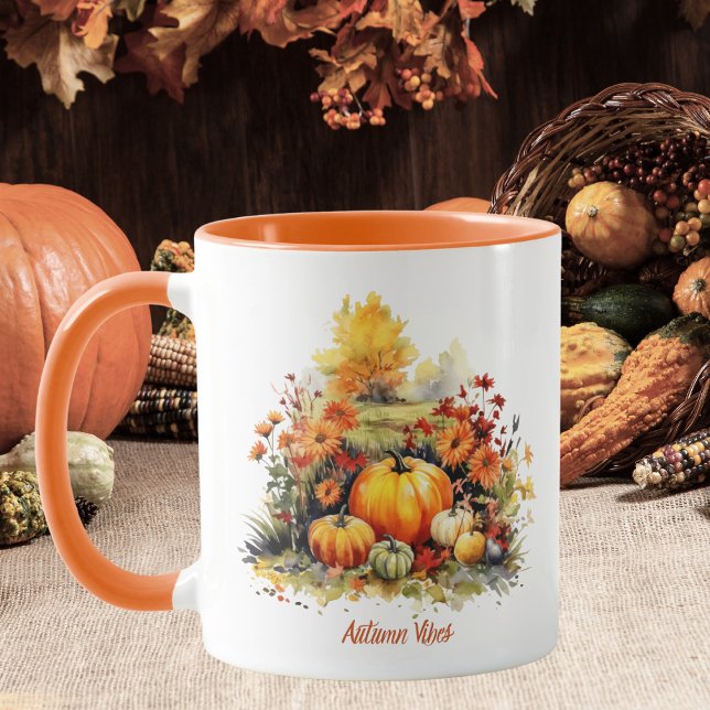 Watercolor Pumpkins Autumn Vibes Mug (Creator Uploaded)