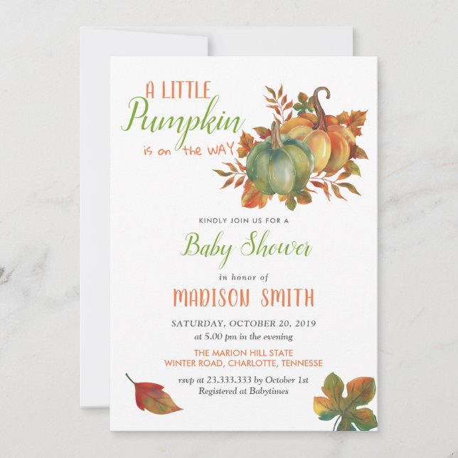 Watercolor Pumpkins | Baby Shower Invitation (Front)