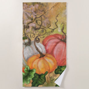 Watercolor Pumpkins Beach Towel