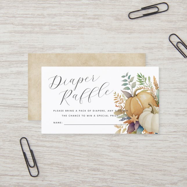 watercolor pumpkins diaper raffle card (Front/Back In Situ)