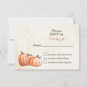 watercolor pumpkins fall harvest wedding RSVP card