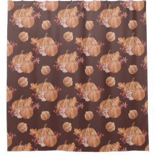 Watercolor Pumpkins Fall Shower Curtain