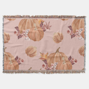 Watercolor Pumpkins Fall Throw Blanket