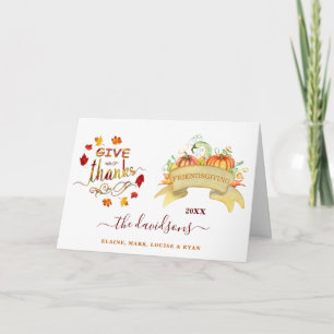Watercolor Pumpkins Give Thanks Freindsgiving Card