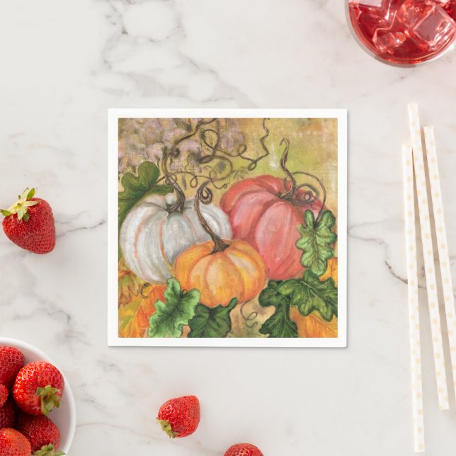 Watercolor Pumpkins Napkins (Insitu)
