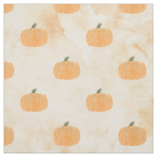 Watercolor Pumpkins on Orange Fabric