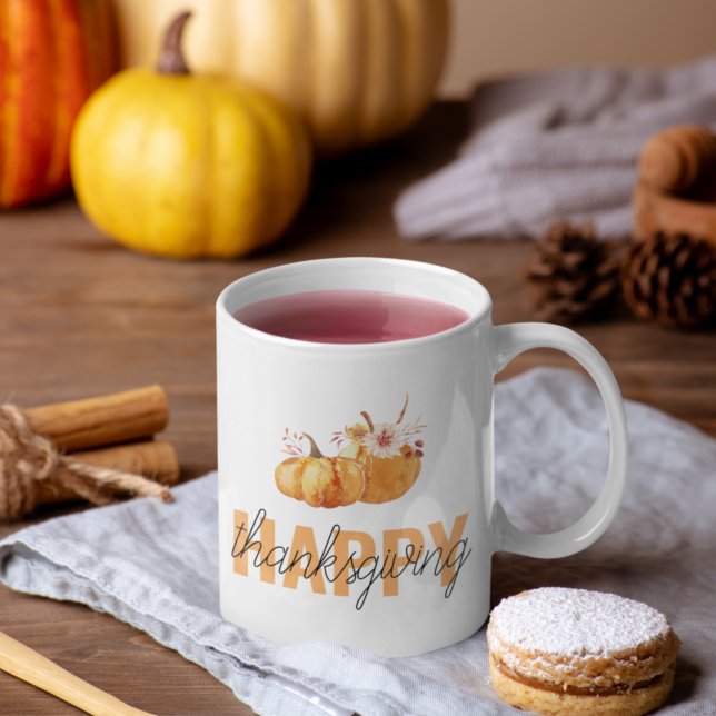 Watercolor Pumpkins & Orange Happy Thanksgiving Coffee Mug (Creator Uploaded)