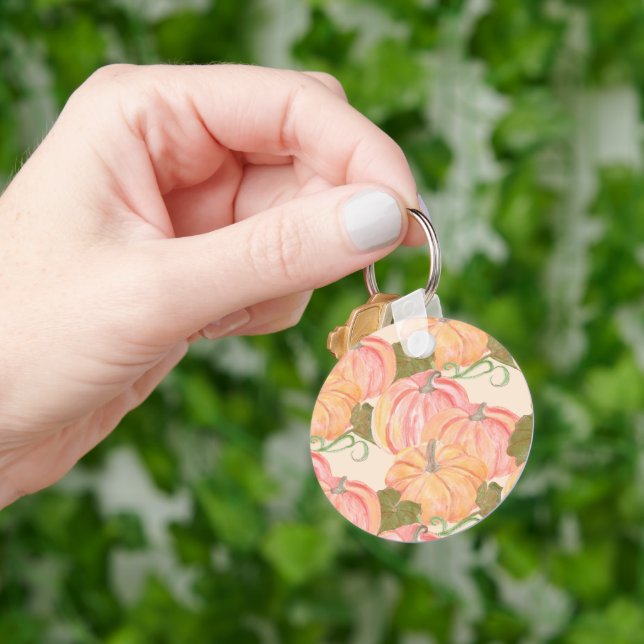 Watercolor Pumpkins Party Favour Key Ring (Hand)