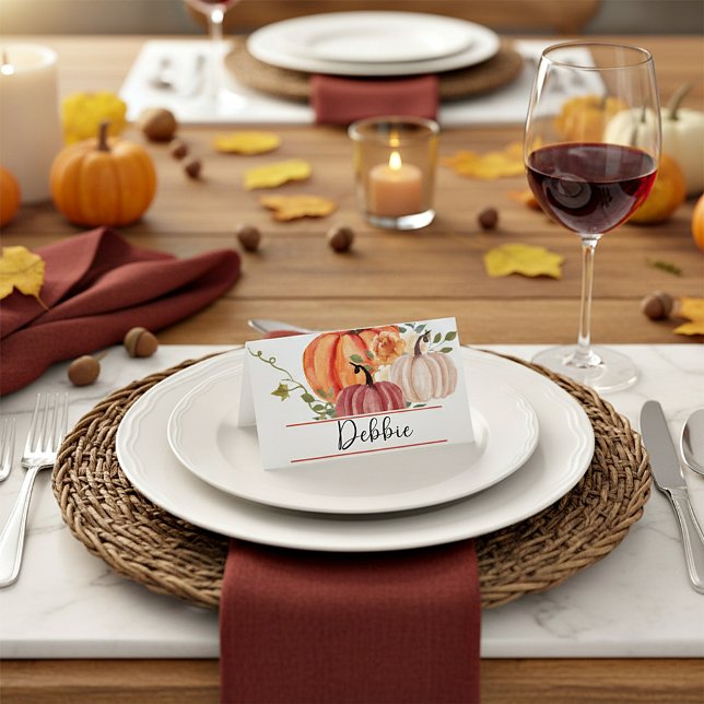 Watercolor pumpkins place card (Creator Uploaded)