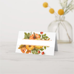 Watercolor pumpkins place card