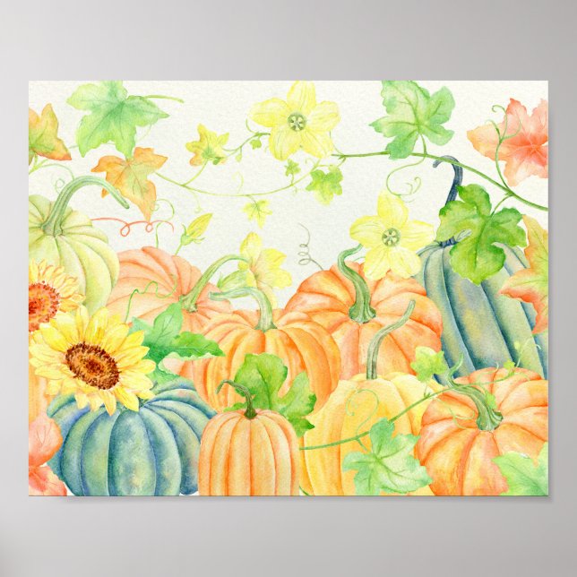 Watercolor Pumpkins Poster (Front)