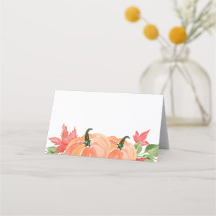 Watercolor Pumpkins Swag Autumn Wedding Place Card