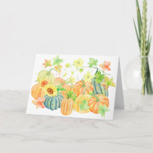 Watercolor pumpkins thanksgiving holiday card
