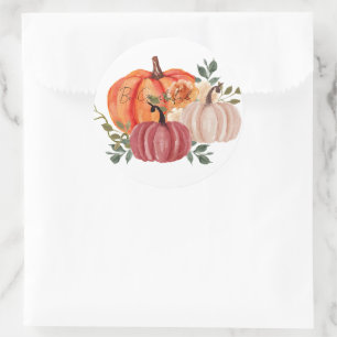 Watercolor pumpkins with custom text  classic round sticker
