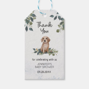 Watercolor Puppy Baby Shower Thank You Gift Tags