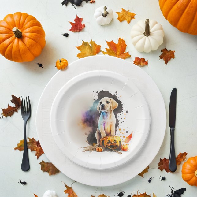 Watercolor Puppy Halloween Paper Plate (Creator Uploaded)