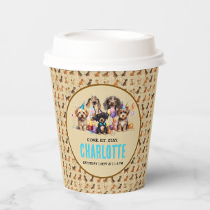 Watercolor Puppy Pawty Dog Birthday Paper Cups