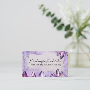 Watercolor Purple Amethyst Crystals Business Card