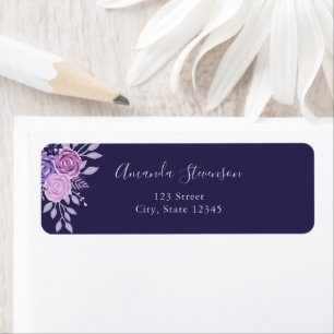 Watercolor purple and pink floral pattern