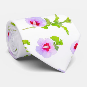 Watercolor Purple And Red Flowers Tie
