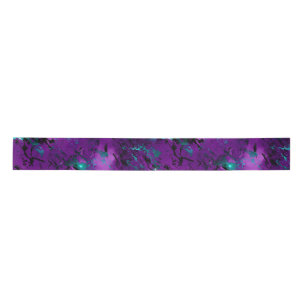 Watercolor Purple and Teal Marble Galaxy Satin Ribbon