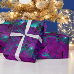 Watercolor Purple and Teal Marble Galaxy Wrapping Paper