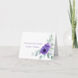 Watercolor Purple Anemone Greenery Thank You Card