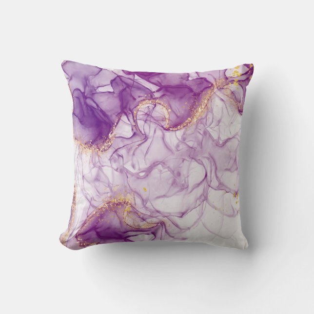 Watercolor Purple Background with Golden Foils  Cushion (Front)