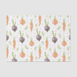 WATERCOLOR PURPLE BEETS AND ORANGE CARROTS TISSUE PAPER