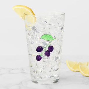 Watercolor Purple Blackberry Botanical Glass