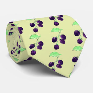 Watercolor Purple Blackberry Botanical Tie