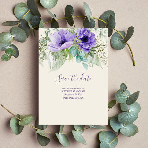 Watercolor Purple Botanical Wedding Save The Date