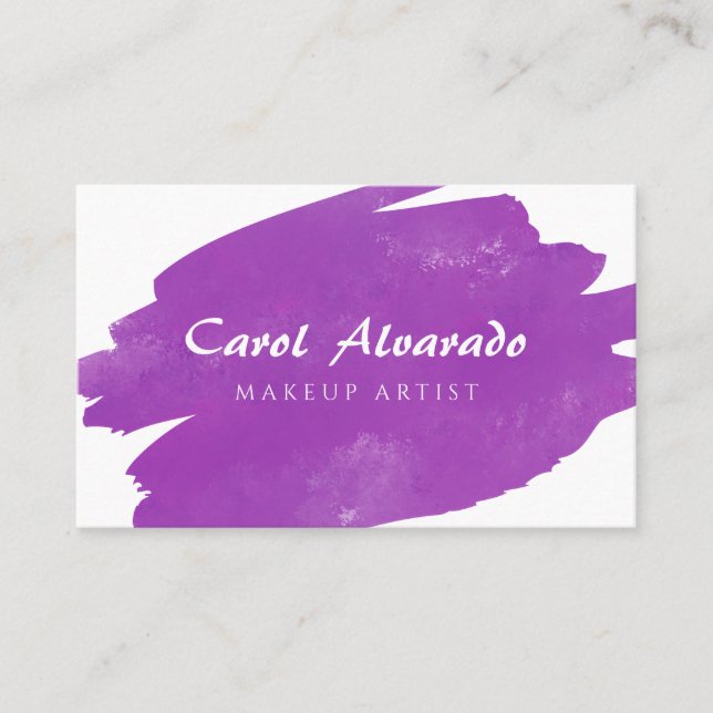 Watercolor Purple Brushstroke Business Card (Front)