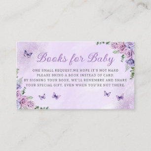 Watercolor Purple Butterfly Girl Books for baby Enclosure Card