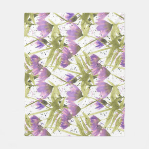 Watercolor Purple Daisies Garden Fleece Blanket