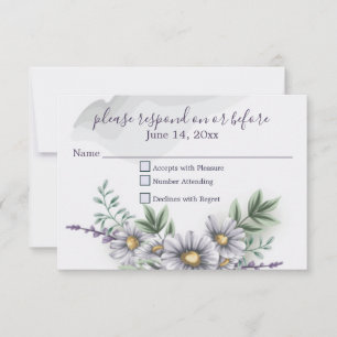 Watercolor Purple Daisy Wedding RSVP