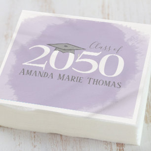 Watercolor Purple Elegant Graduation Party Napkin