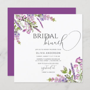 Watercolor Purple Floral Bridal Brunch Invitation
