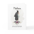 Watercolor Purple Floral Graduation Brunette Girl