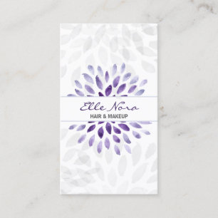 watercolor purple floral Makeup artist Card