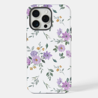 Watercolor purple floral pattern iPhone 15 pro max case