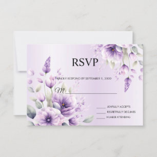 Watercolor Purple Floral RSVP Card