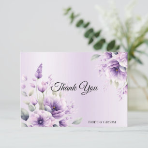 Watercolor Purple Floral Thank You Card