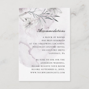 Watercolor purple floral wedding accommodations enclosure card