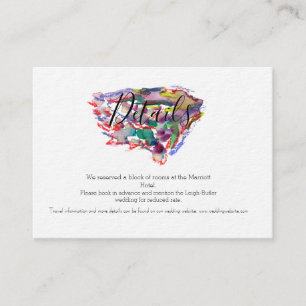 Watercolor Purple Floral Wedding Details Card